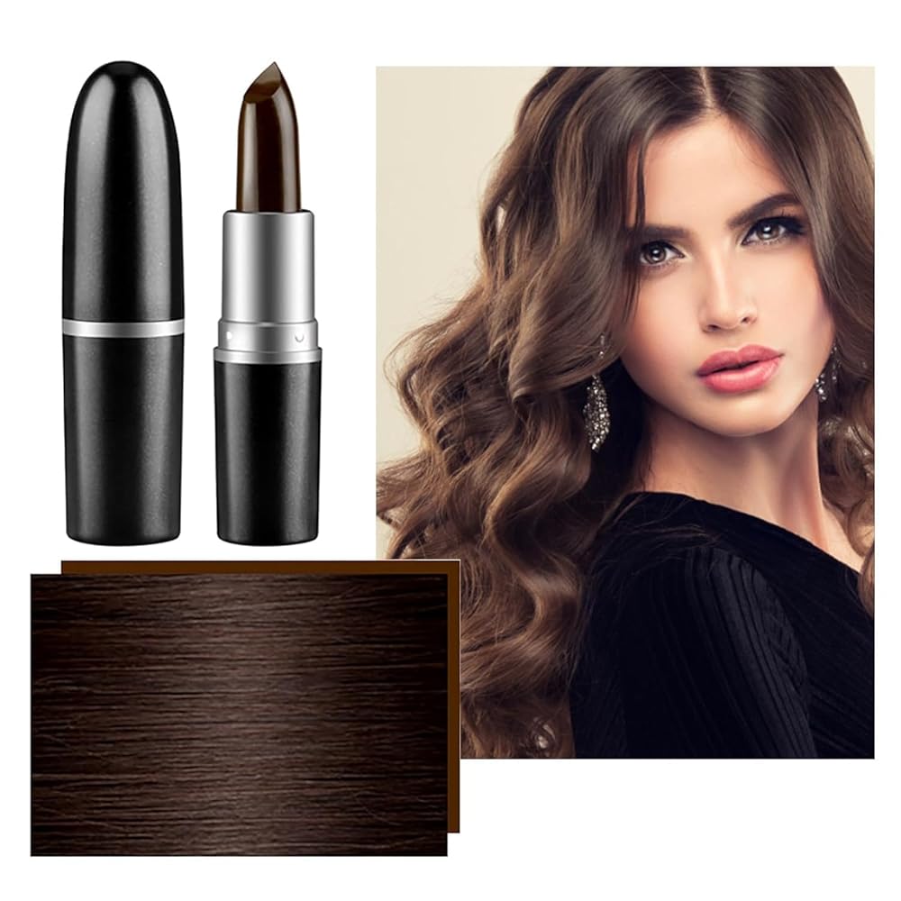 1PCS Hair Color Touch Up Stick, One-Time Hair dye pencil Temporary Hair Lipstick Non-toxic Hair Color Crayon Hair Color Touch-Up Kajal (Black) pack of 1