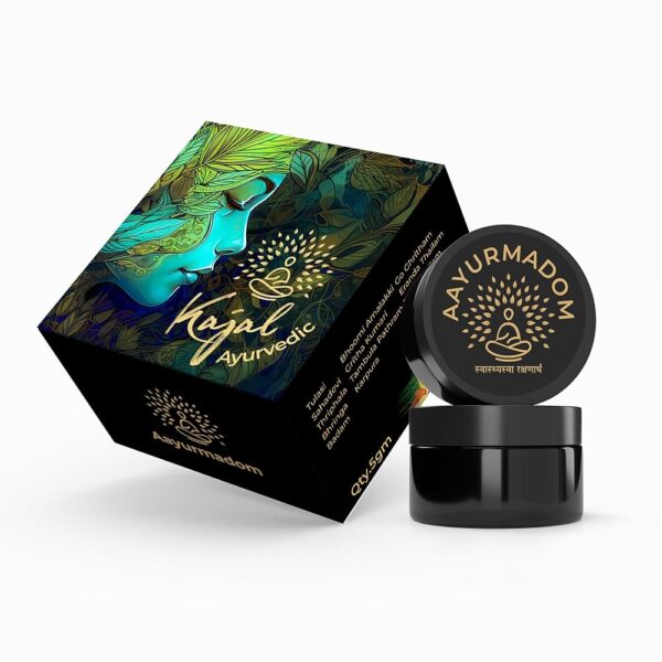 Aayurmadom Herbal Lead Free Kajal Semi-Matte Cream For All Age Groups (Including Babies) - Irritation-Free, Bee Wax With Pure Cow Ghee, Waterproof, Preservative-Free,Multi