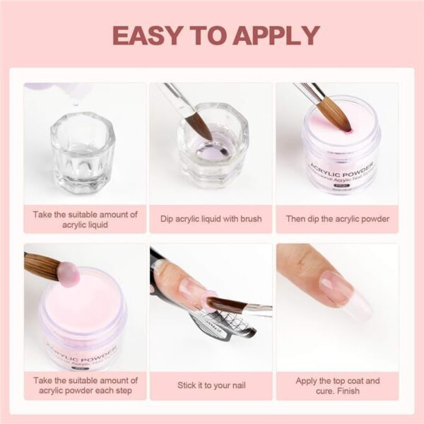 Acrylic Nail Extension Kit, Acrylic Powder x3, Monomer, Dappen Glass & Carving Pen (Nail Art Kit) (6 Items in the set)