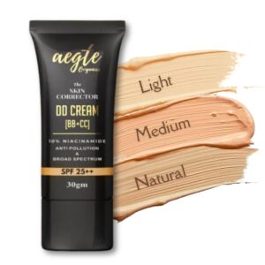 Aegte Organics Skin Corrector DD Cream (BB+CC) Broad Spectrum SPF 25++ Long Lasting Coverage Lightweight & Hydrating (Natural)