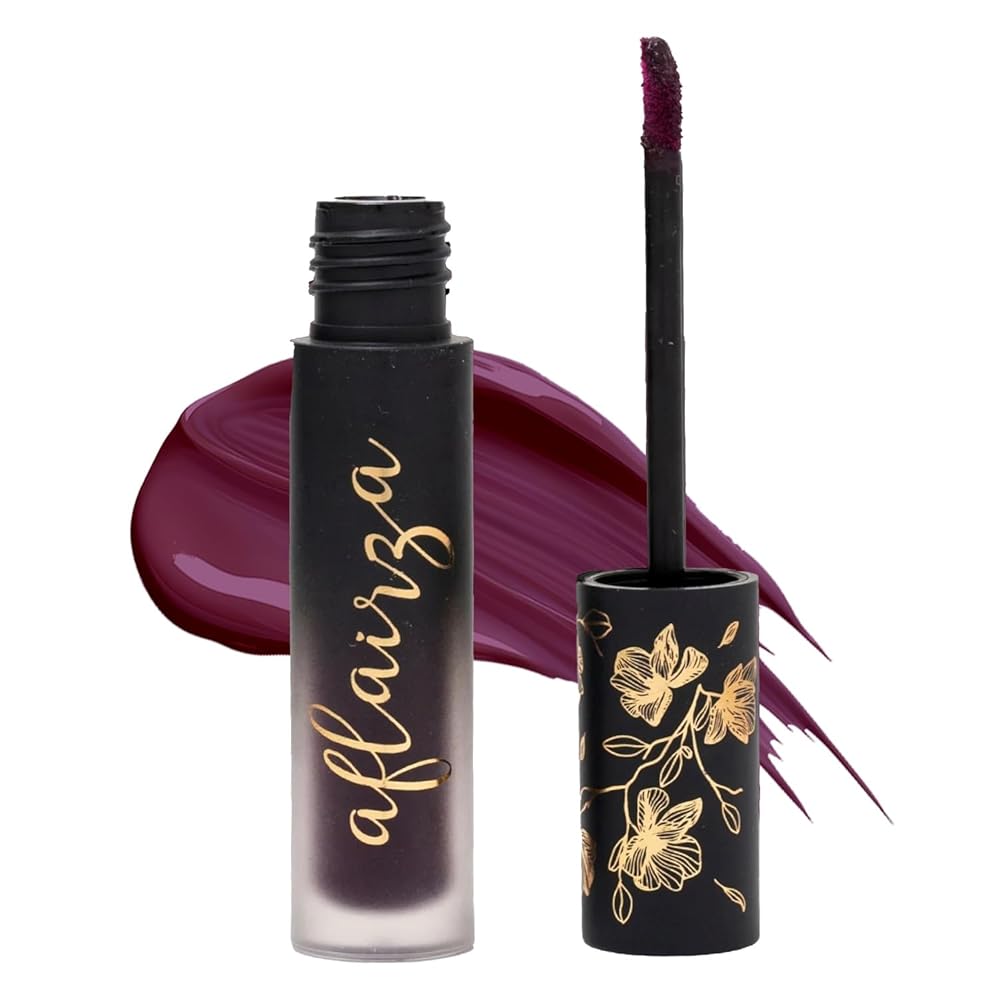 Aflairza Velvet - Liquid Eyeshadow & Eye Primer in Black Grapes Color - (5ml) for High Pigmentation, Long-Lasting, Waterproof Matte Finish Makeup Look - Best Suitable for...