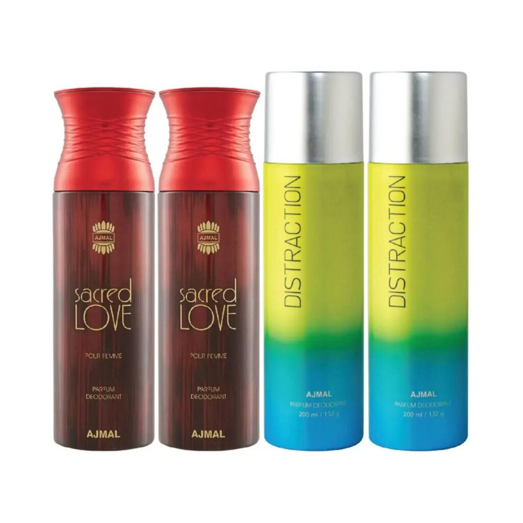 AJMAL 2 Sacred Love And 2 Distraction Deodorants (4Pc) - Ajmal