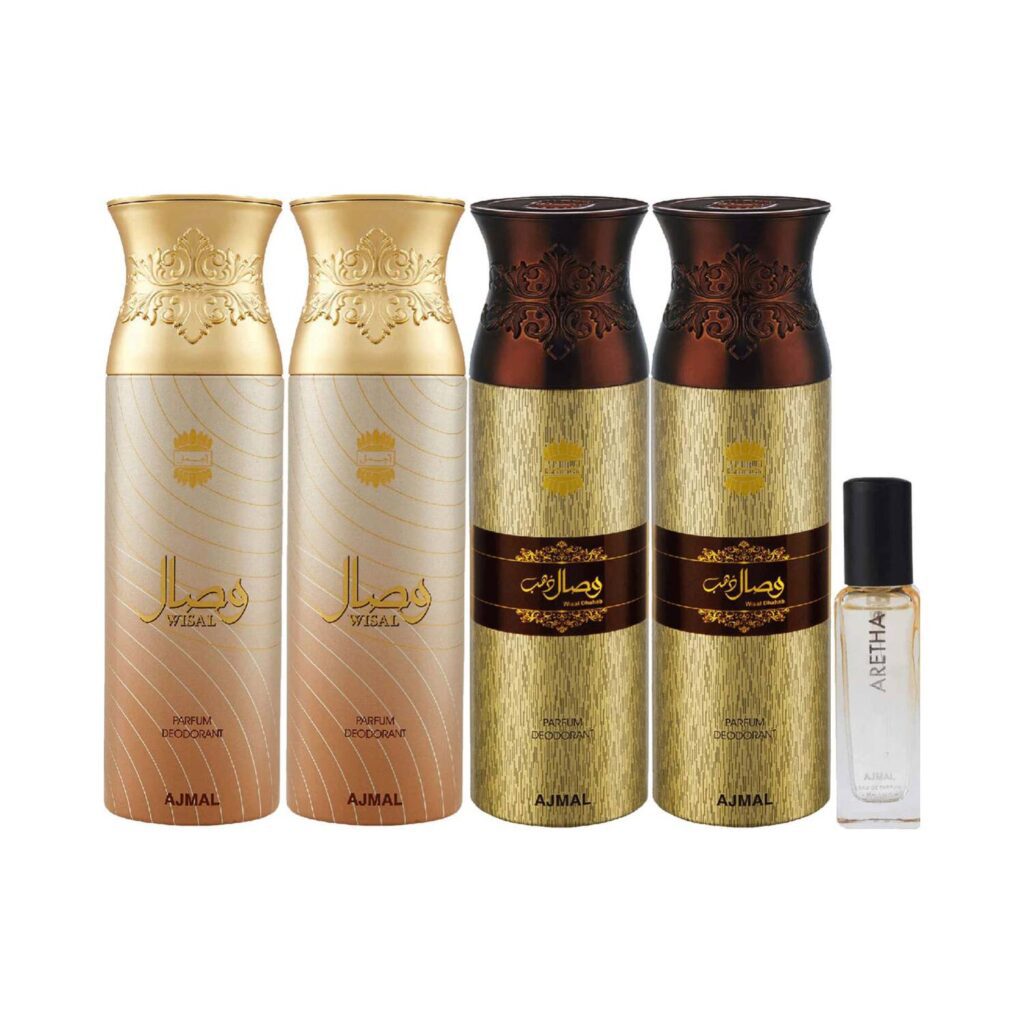 AJMAL 2 Wisal & 2 Wisal Dhahab Deodorant & Aretha Eau De Parfum - (5Pcs) - Ajmal