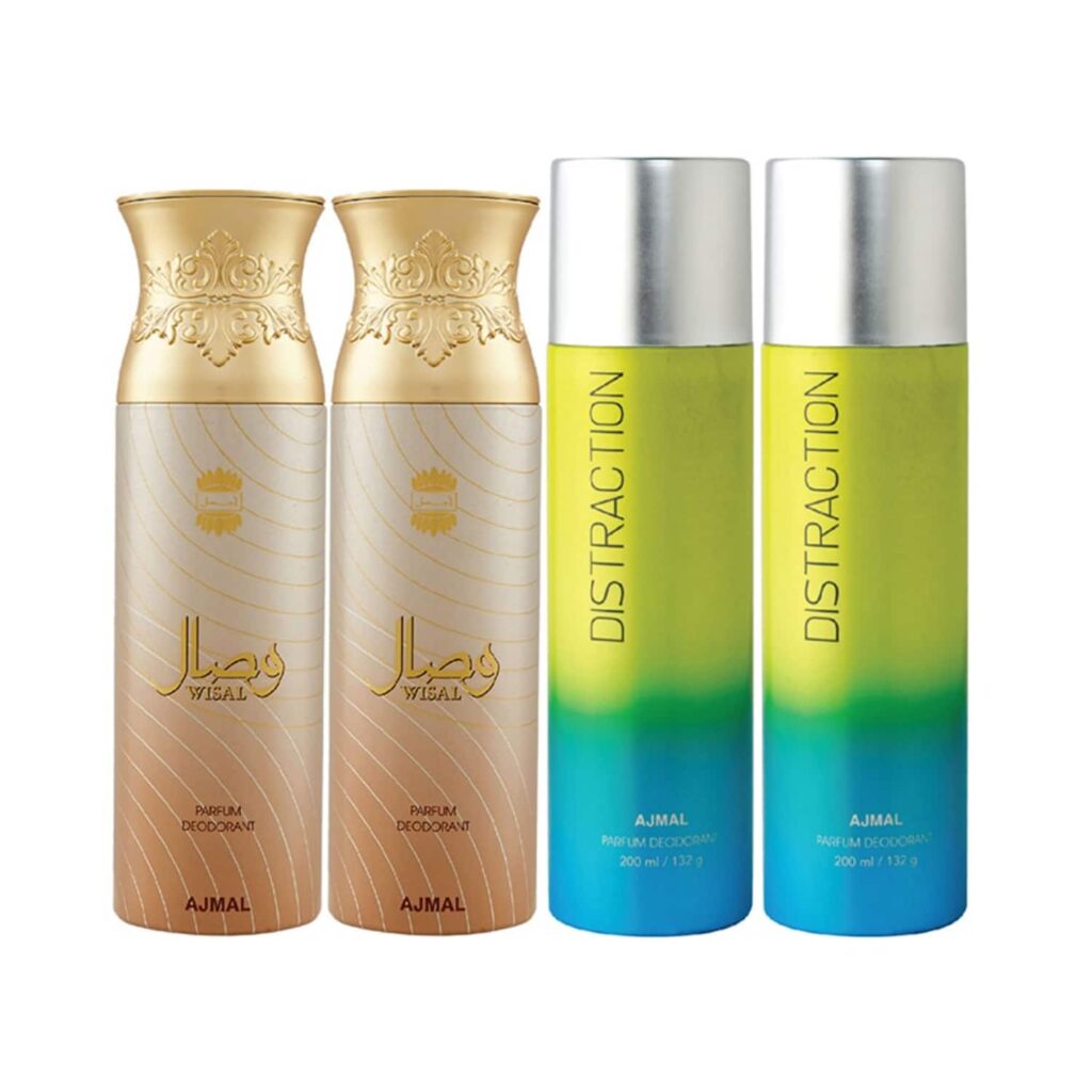 AJMAL 2 Wisal And 2 Distraction Deodorants - (4Pcs) - Ajmal