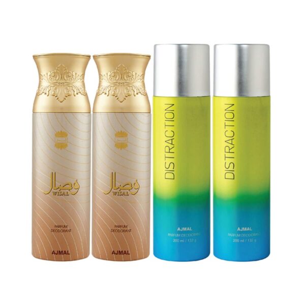 AJMAL 2 Wisal And 2 Distraction Deodorants - (4Pcs) - Ajmal