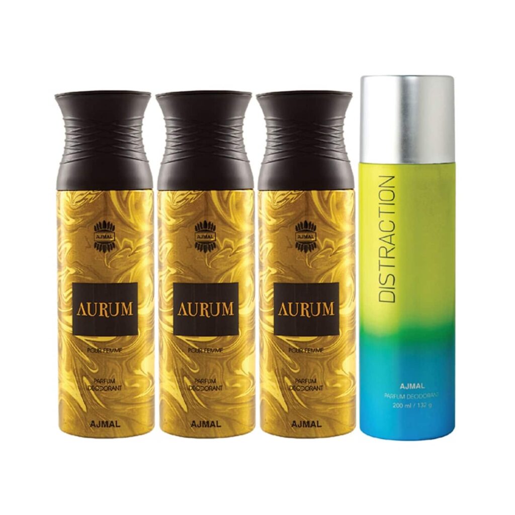 AJMAL 3 Aurum Femme And Distraction Deodorants - (4Pcs) - Ajmal