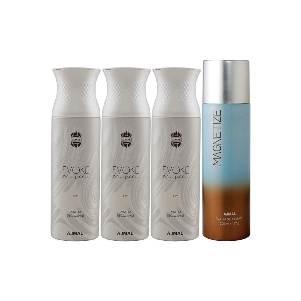 AJMAL 3 Evoke Silver Edition And Persuade Deodorants - (4Pcs) - Ajmal