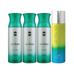 AJMAL 3 Raindrops Femme And Distraction Deodorants - (4Pcs) - Ajmal