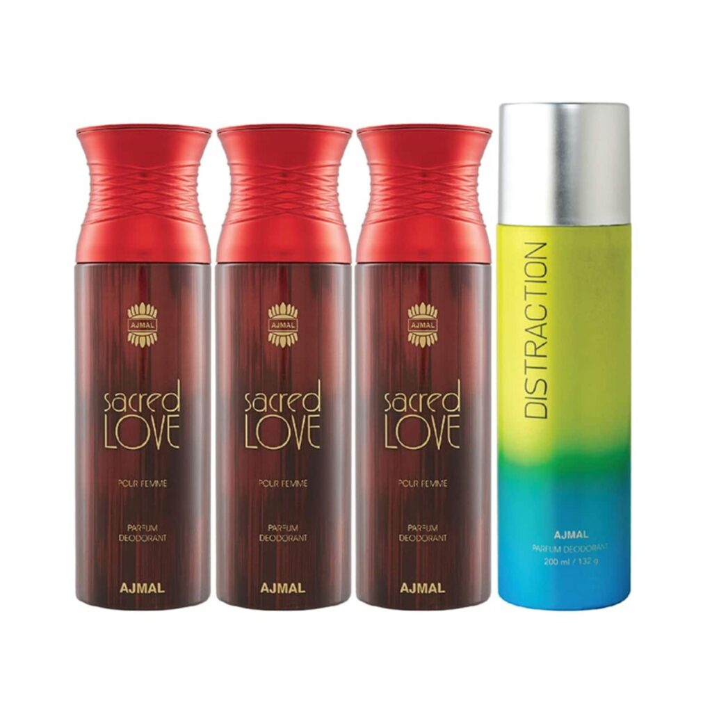 AJMAL 3 Sacred Love And Distraction Deodorants - (4Pcs) - Ajmal
