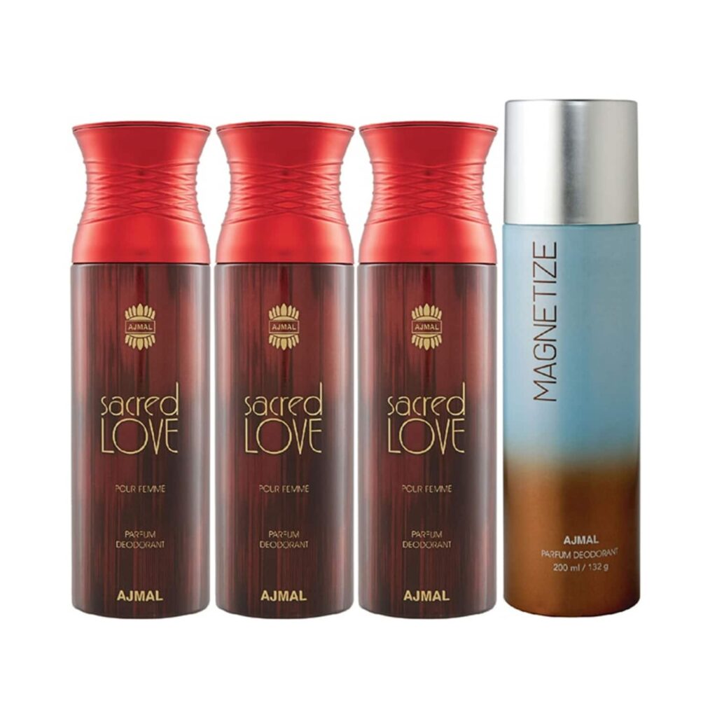 AJMAL 3 Sacred Love And Magnetize Deodorants - (4Pcs) - Ajmal