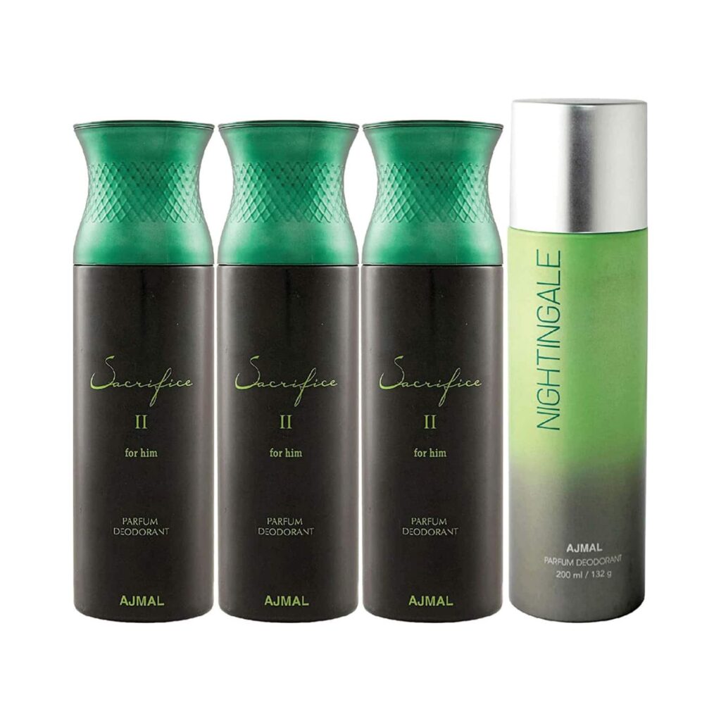 AJMAL 3 Sacrifice II And Nightingale Deodorants - (4Pcs) - Ajmal