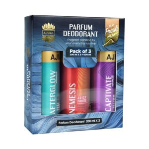 AJMAL Afterglow, Captivate Advanced & Nemesis Deodorant Spray For Unisex Set - (3 Pcs) - Ajmal
