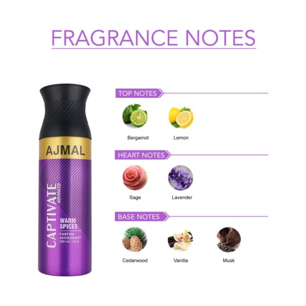 AJMAL Afterglow, Captivate Advanced & Nemesis Deodorant Spray For Unisex Set - (3 Pcs) - Ajmal