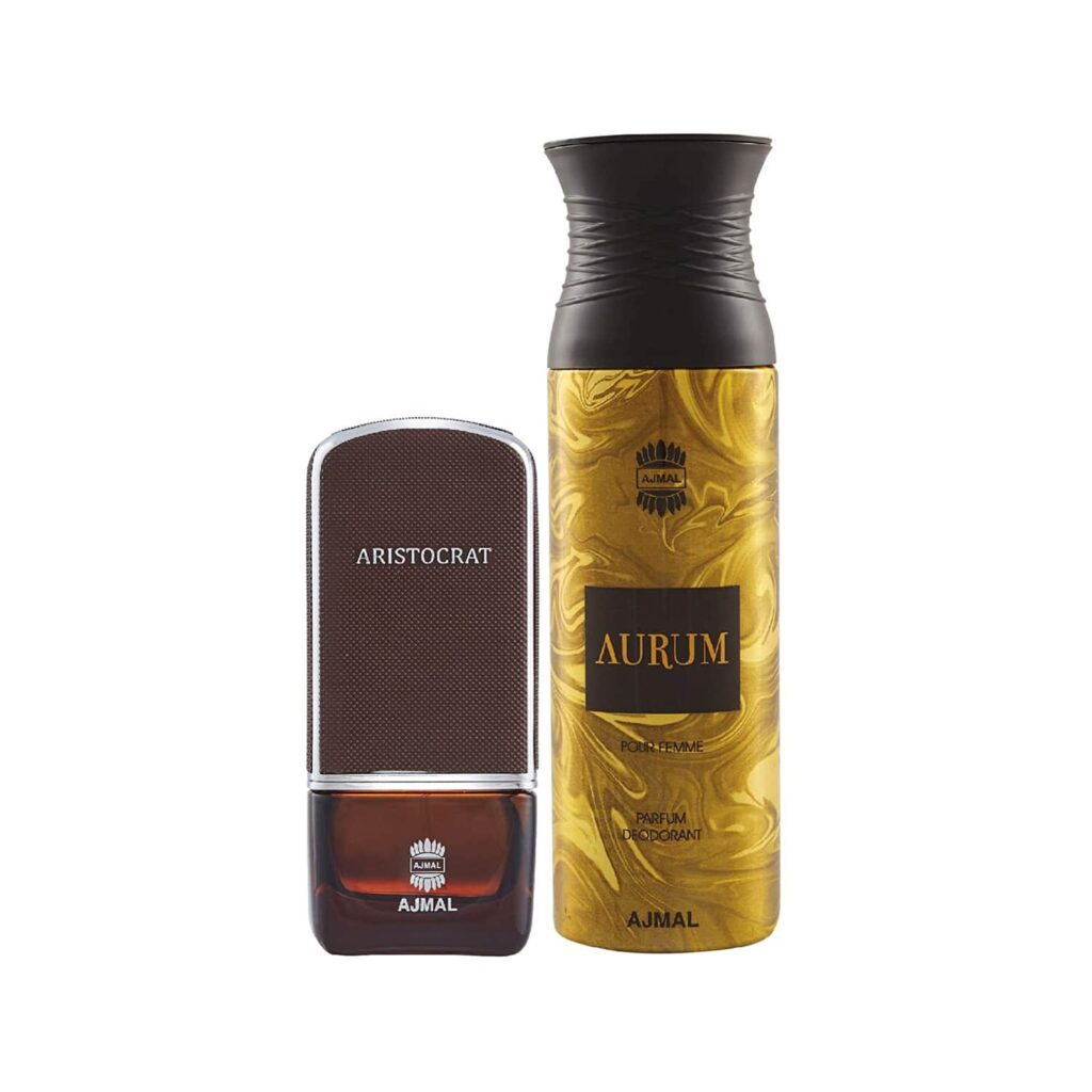 AJMAL Aristocrat Eau De Parfum Citrus Woody Perfume And Aurum Femme Deodorant Fruity Floral Fragrance - (2Pcs) - Ajmal