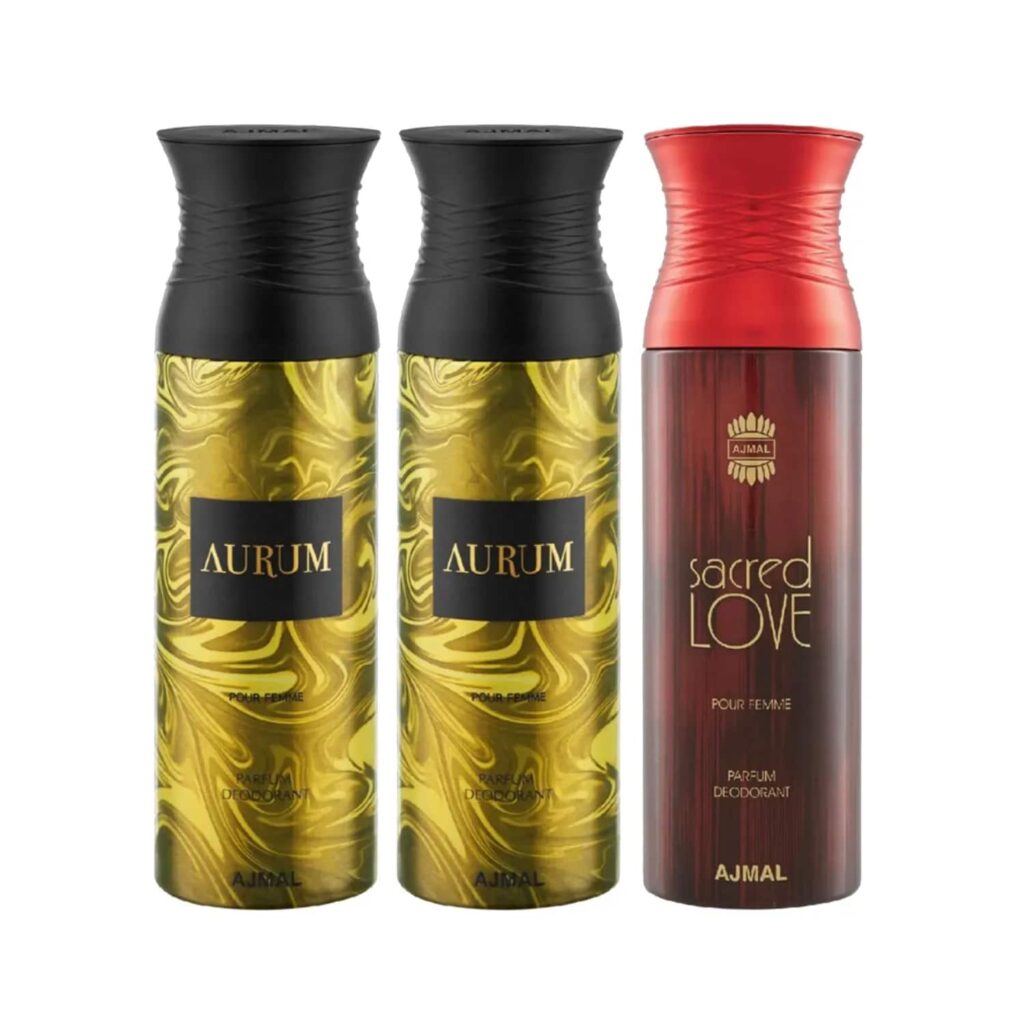 AJMAL Aurum & Aurum & Sacred Love Deodorant Spray for Women (3 Pcs) - Ajmal