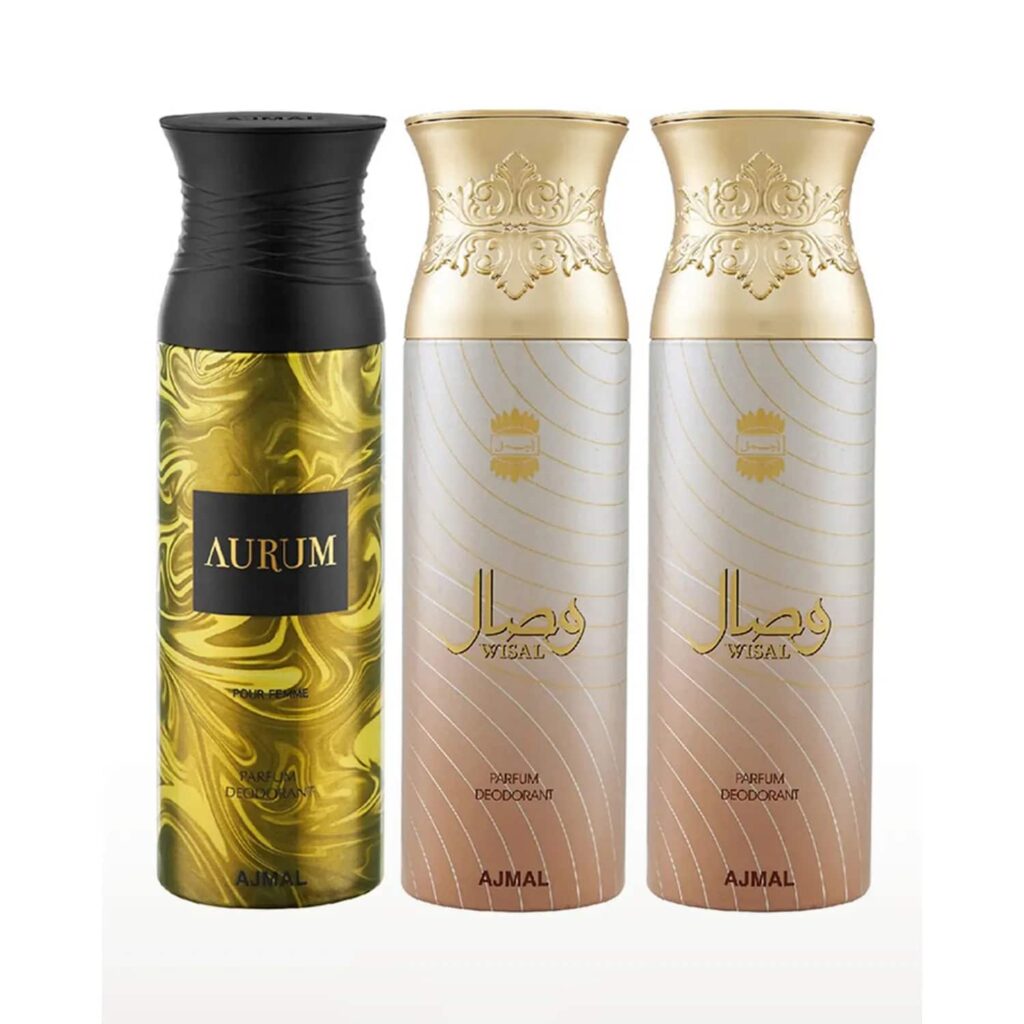 AJMAL Aurum & Wisal Deo & Wisal Deodorant Spray for Women - Pack of 3 (200ml Each) - Ajmal