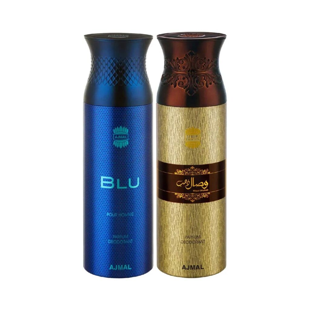 AJMAL Blu and Wisal Dhahab Deodorant Spray - Pack of 2 (200ml Each) - Ajmal