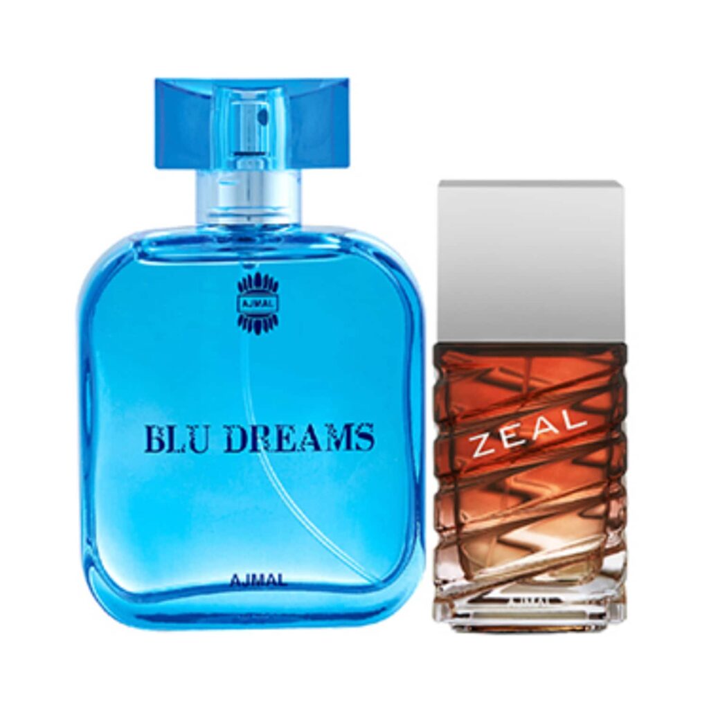 AJMAL Blu Dreams Eau De Parfum Citurs Fruity Perfume And Zeal Eau De Parfum Aquatic Woody Perfume - (2Pcs) - Ajmal