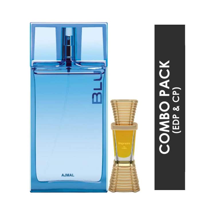AJMAL Blu Eau De Parfum And Impress Concentrated Perfume Oil (2Pc) - Ajmal
