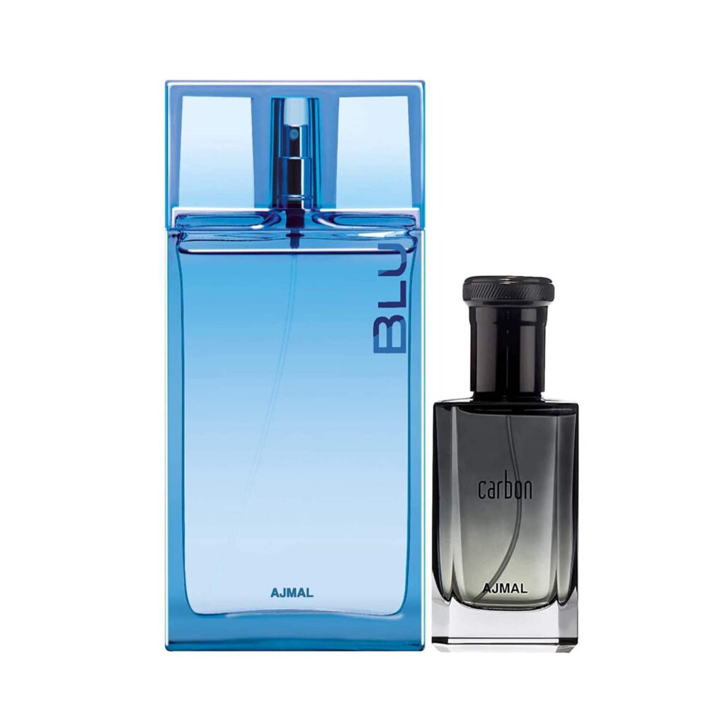 AJMAL Blu Eau De Parfum Aquatic Woody Perfume And Carbon Eau De Parfum Citrus Spicy Perfume - (2Pcs) - Ajmal