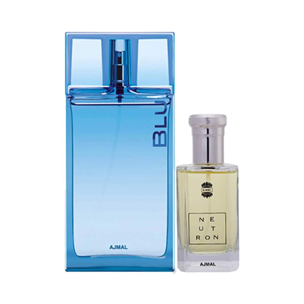 AJMAL Blu Eau De Parfum Aquatic Woody Perfume And Neutron Eau De Parfum Citrus Fruity Perfume - (2Pcs) - Ajmal