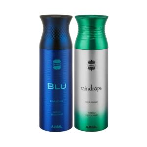 AJMAL Blu & Raindrops Deodorant Body Spray - Pack of 2 (200ml Each) - Ajmal