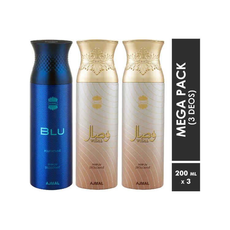 AJMAL Blu, Wisal Deodorant Spray - (3Pcs) - Ajmal