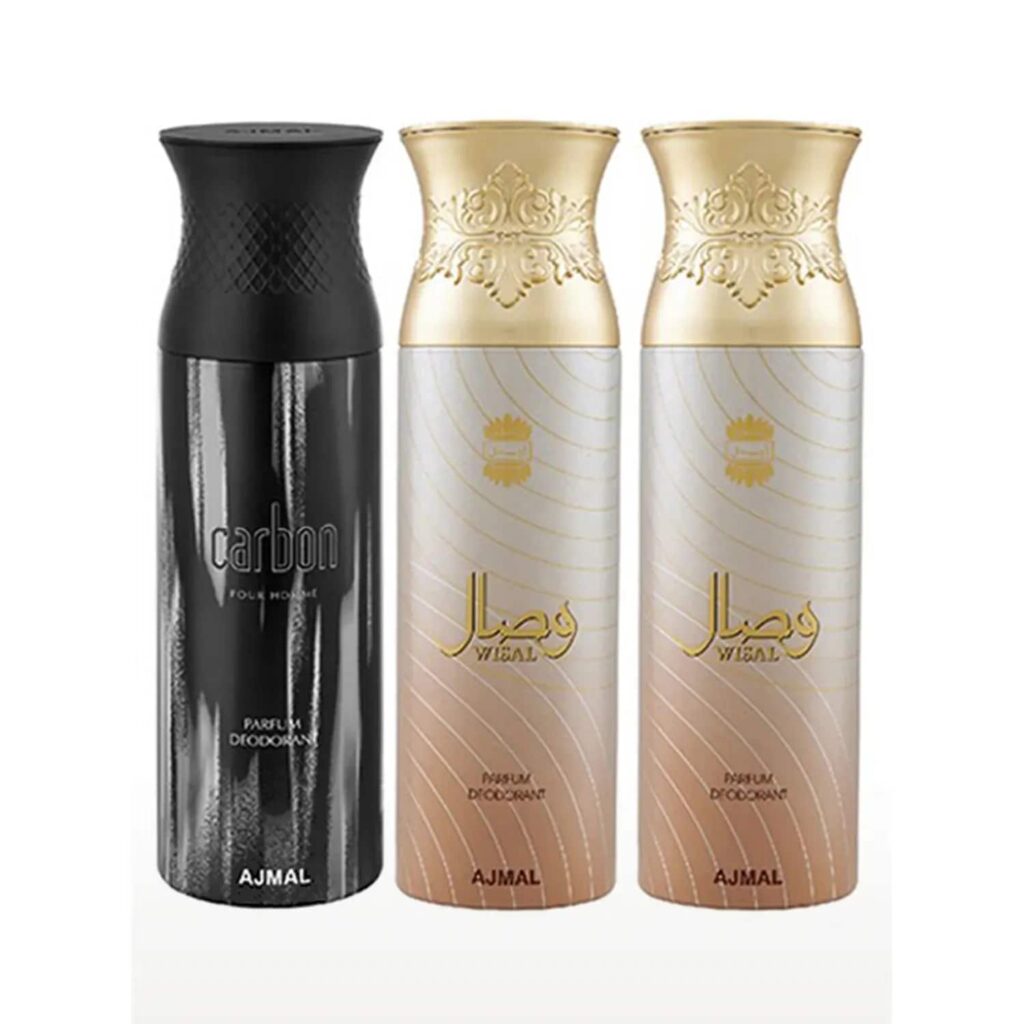 AJMAL Carbon & Wisal Deo & Wisal Deodorant Spray for Men & Women - Pack of 3 (200ml Each) - Ajmal