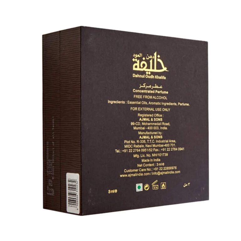 AJMAL Dahnul Oudh Khalifa Concentrated Perfume Free From Alcohol (3ml) - Ajmal