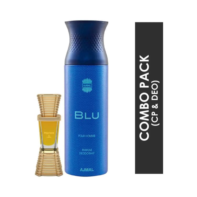 AJMAL Impress Concentrated Perfume Oil And Blu Homme Deodorant (2Pc) - Ajmal