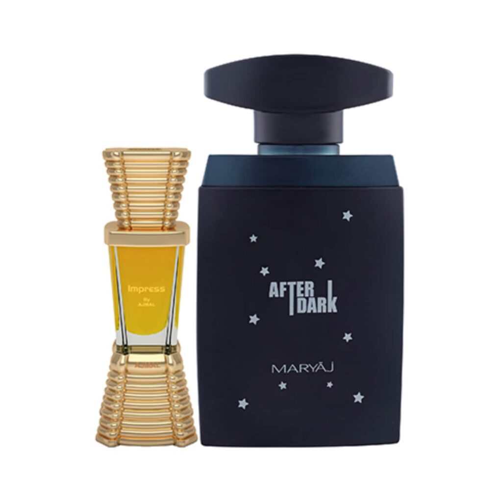 AJMAL Impress Concentrated Perfume Oil Citrus Attar And Maryaj After Dark Eau De Parfum Woody Aromatic Perfume - (2Pcs) - Ajmal