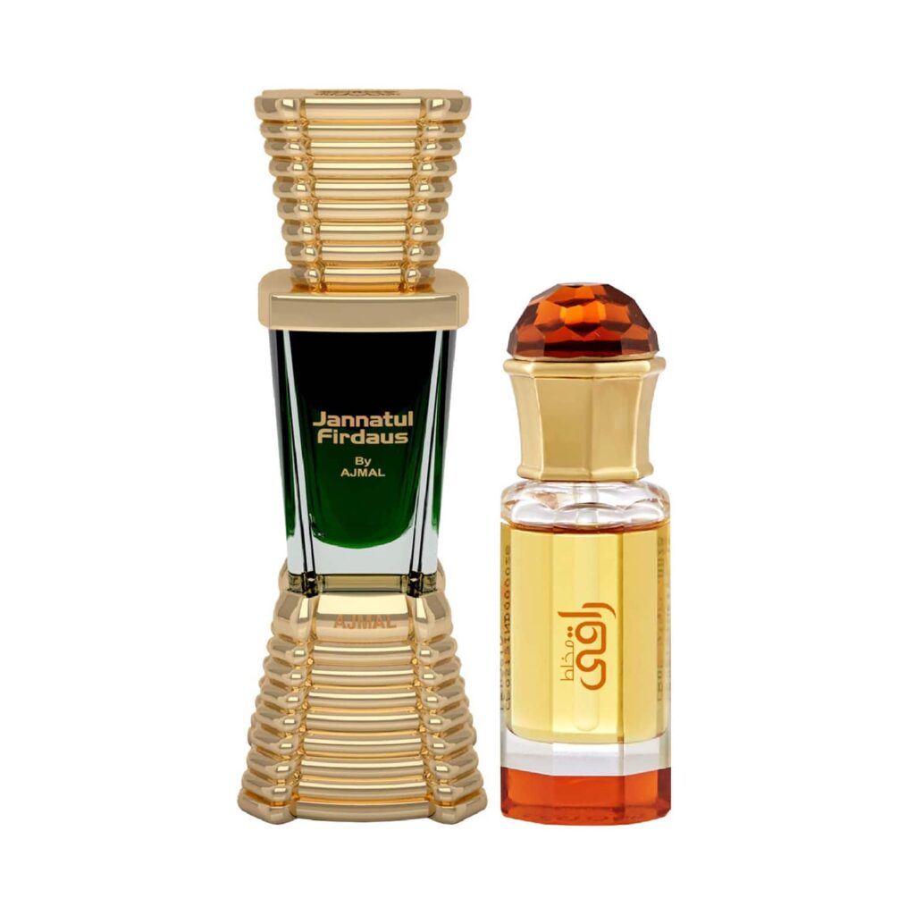 AJMAL Jannatul Firdaus Oriental Attar And Mukhallat Raaqi Floral Fruity Attar - (2Pcs) - Ajmal