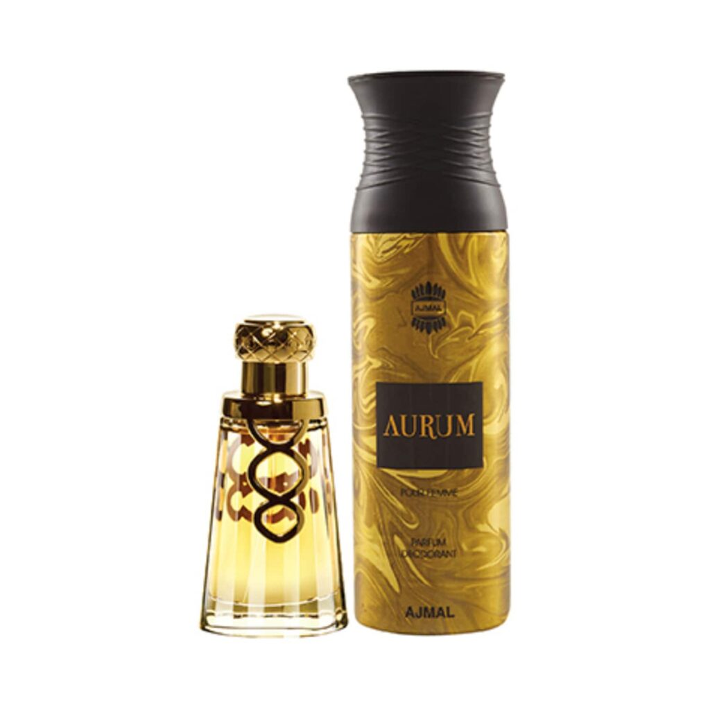AJMAL Khallab Eau De Parfum Woody Oudh Perfume And Aurum Femme Deodorant Fruity Floral Fragrance - (2Pcs) - Ajmal