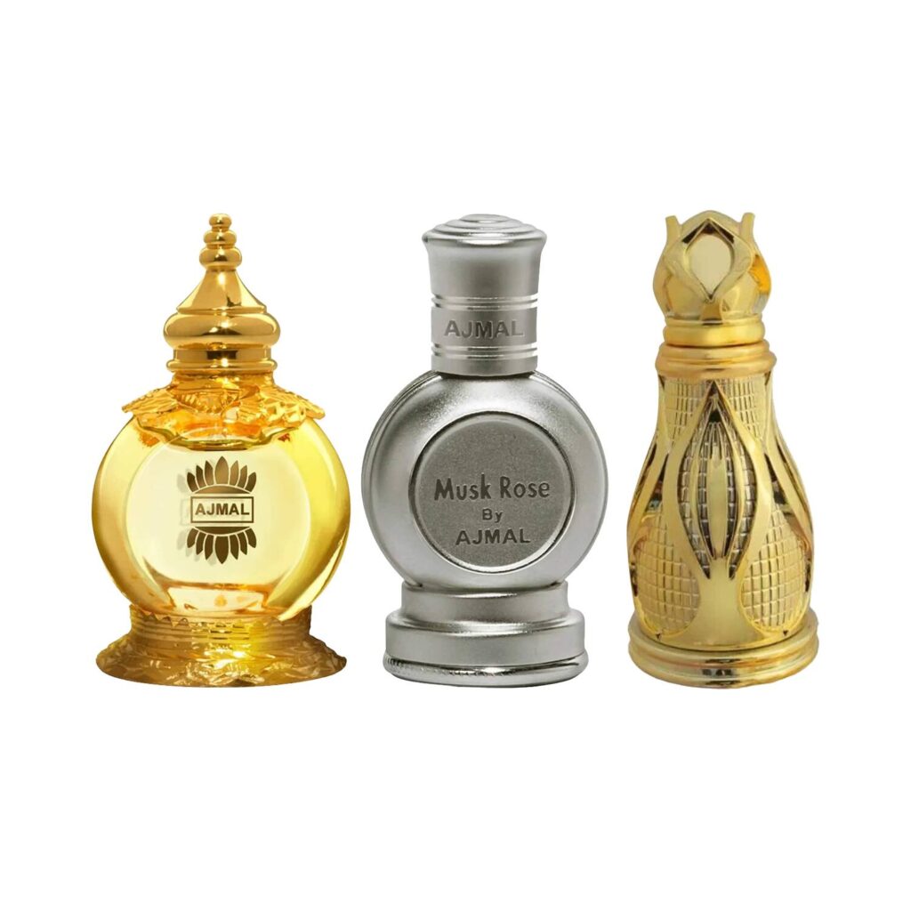 Ajmal Musk Rose + Mukhallat + Khofooq CP Minis Pack of 3 Combo - Ajmal