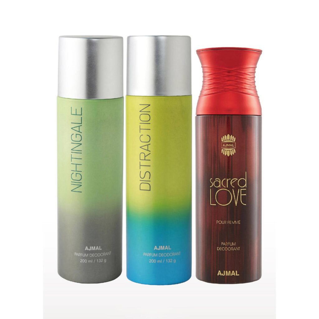 AJMAL Nightingale, Distraction And Sacred Love Deodorants - (3Pcs) - Ajmal