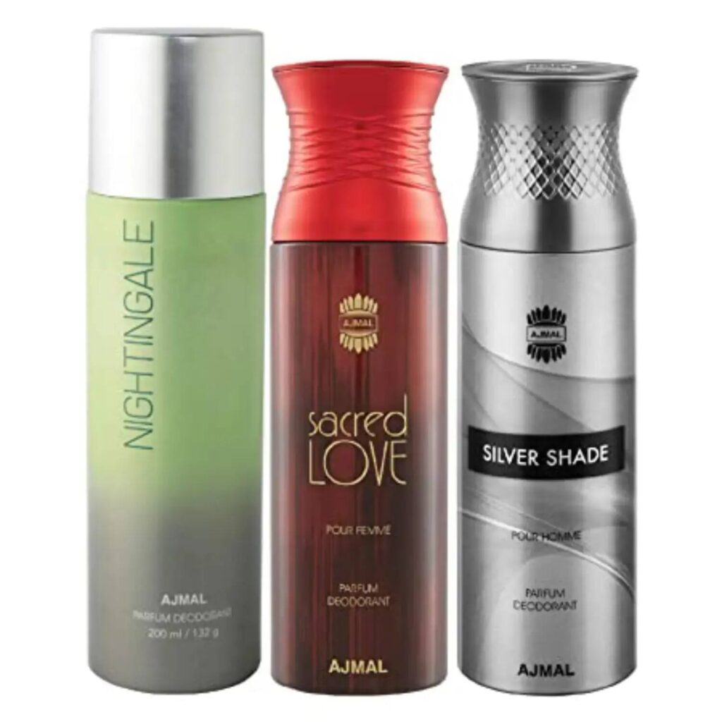 AJMAL Nightingale & Sacred Love And Silver Shade Deodorants (3Pc) - Ajmal