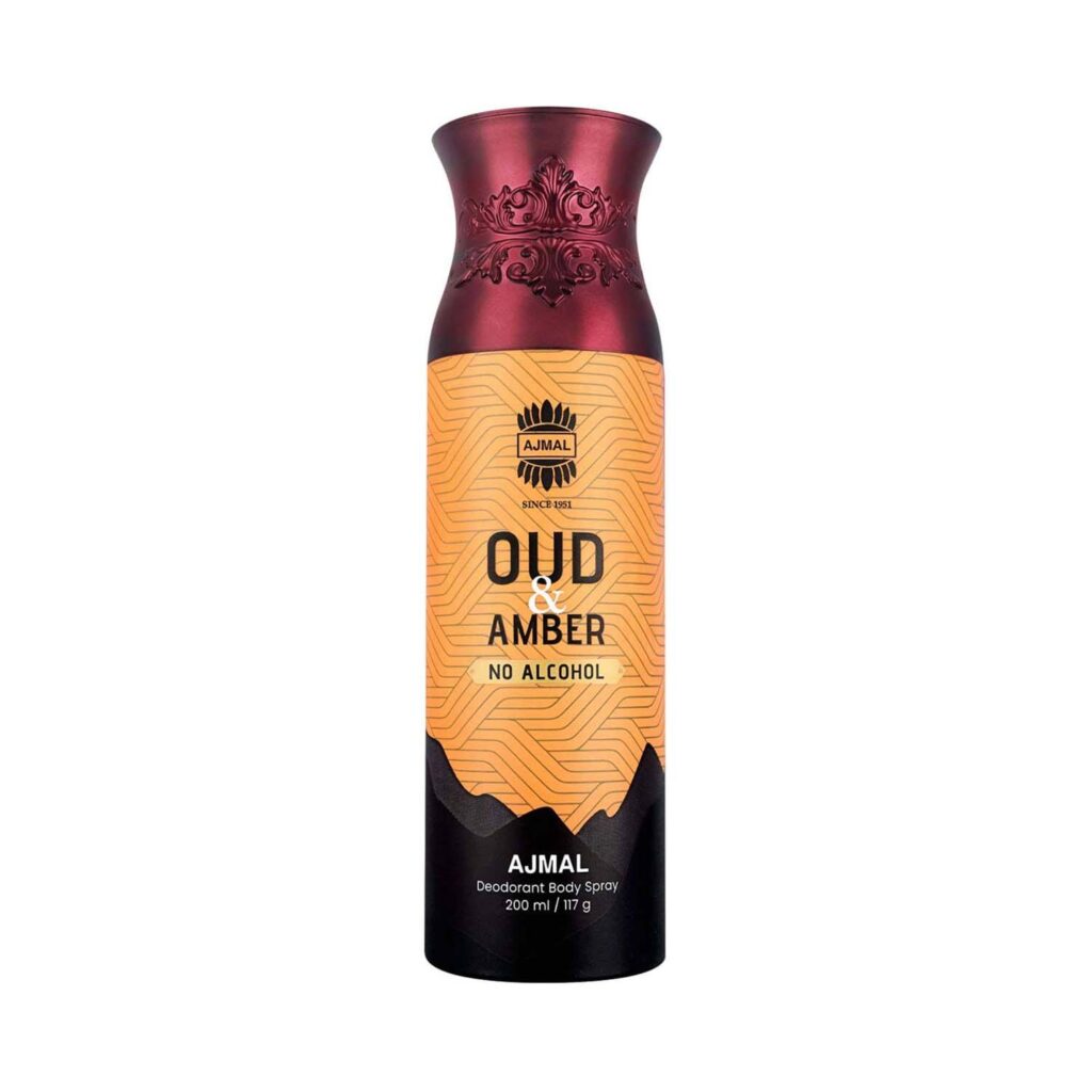 AJMAL Oud Amber Non-Alcoholic Deodorant Body Spray (200ml) - Ajmal