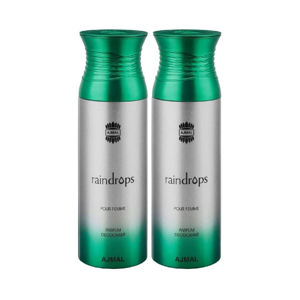 AJMAL Raindrops Deodorant Body Spray - Pack of 2 (200ml Each) - Ajmal