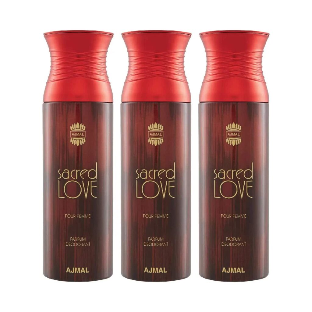 AJMAL Sacred Love Deodorant Body Spray - Pack of 3 (200ml Each) - Ajmal