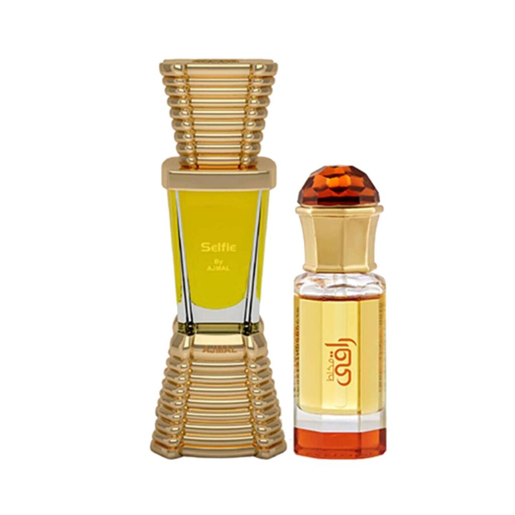 AJMAL Selfie Woody Aromatic Attar And Mukhallat Raaqi Floral Fruity Attar - (2Pcs) - Ajmal