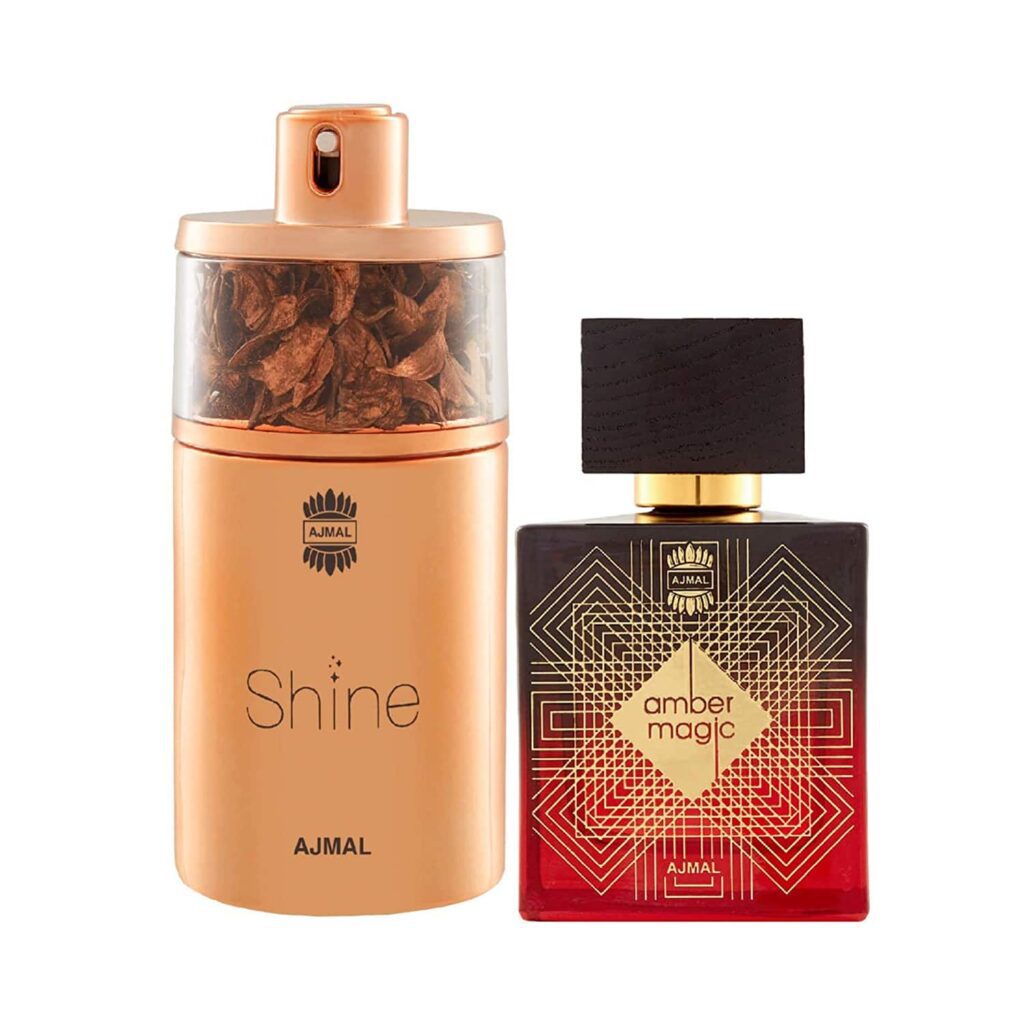 AJMAL Shine Eau De Parfum Floral Powdery Perfume And Amber Magic Eau De Parfum Spicy Aromatic Perfume - (2Pcs) - Ajmal