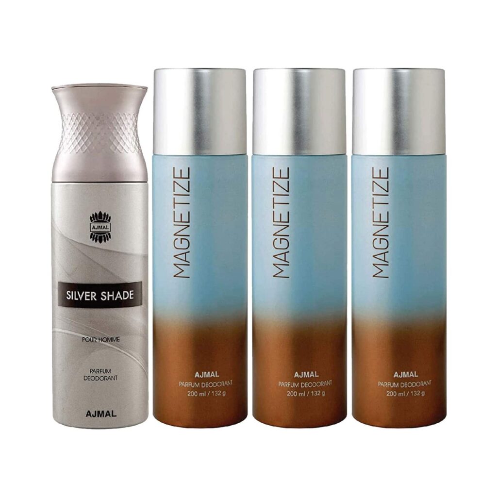 AJMAL Silver Shade And 3 Magnetize Deodorants - (4Pcs) - Ajmal