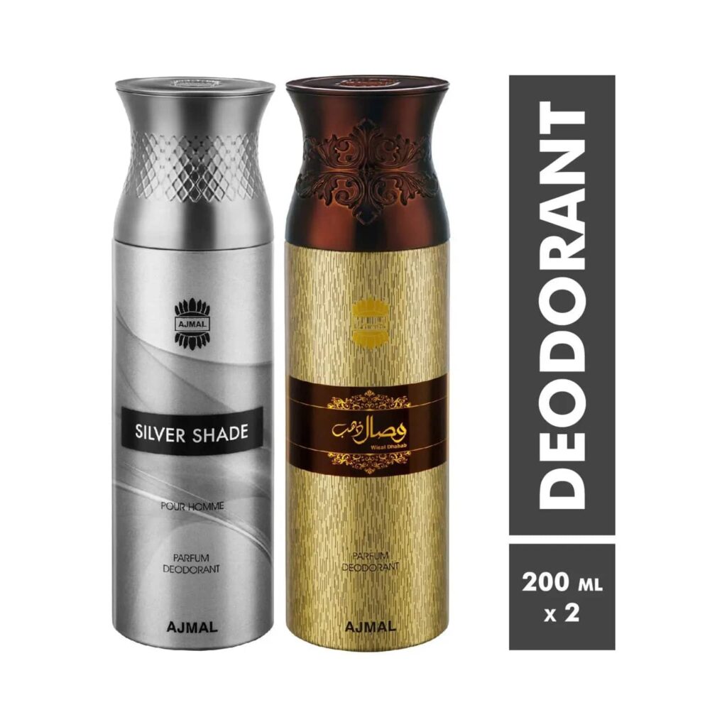 AJMAL Silver Shade & Wisal Dhahab Deodorant Body Spray - Pack of 2 (200ml Each) - Ajmal