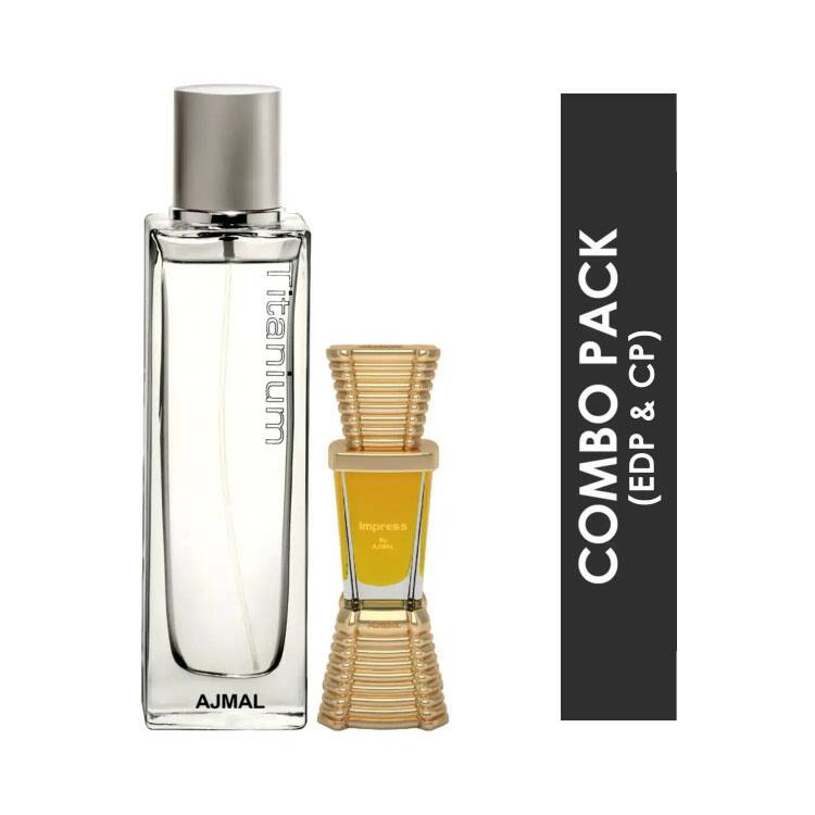 AJMAL Titanium Eau De Parfum And Impress Concentrated Perfume Oil (2Pc) - Ajmal