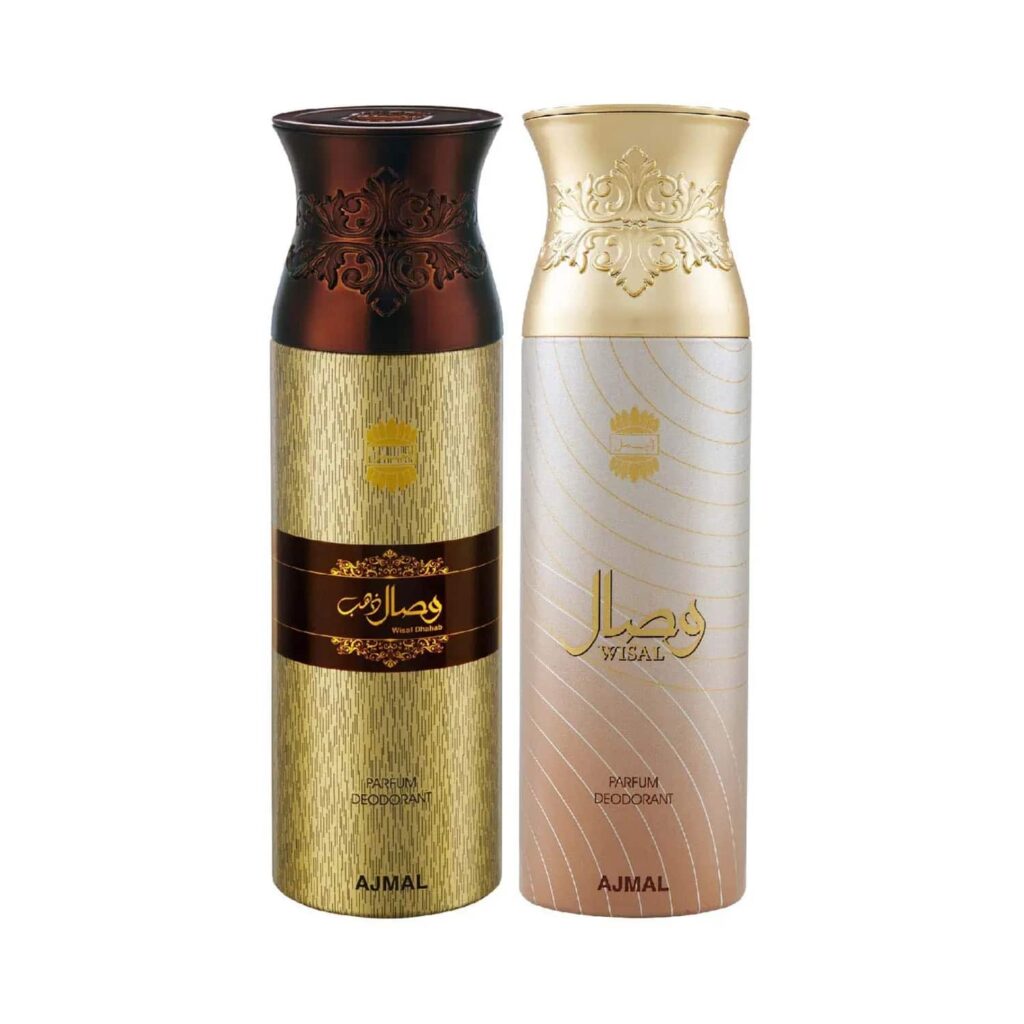 AJMAL Wisal Dhahab and Wisal Deodorant Spray - Pack of 2 (200ml Each) - Ajmal