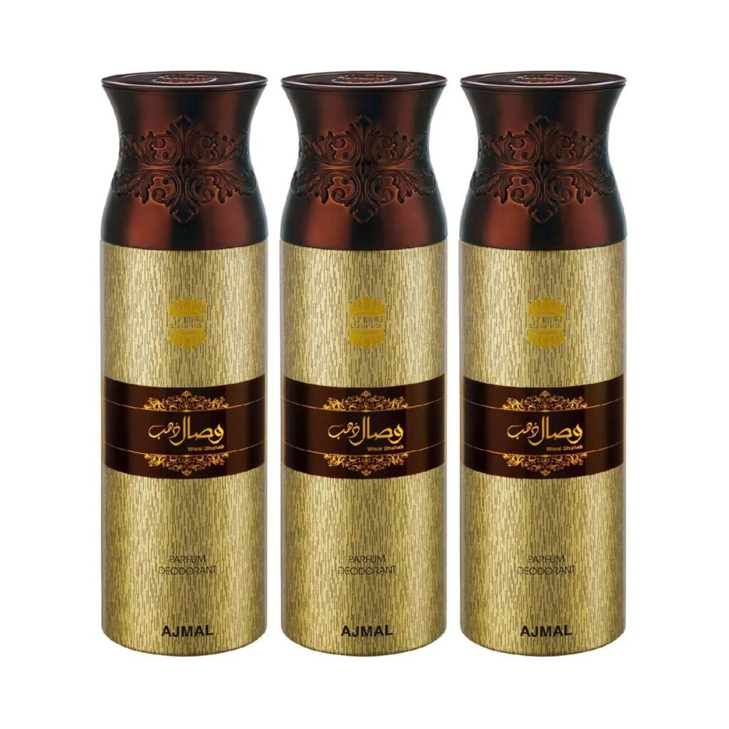 AJMAL Wisal Dhahab Deodorant Spray - Pack of 3 (200ml Each) - Ajmal