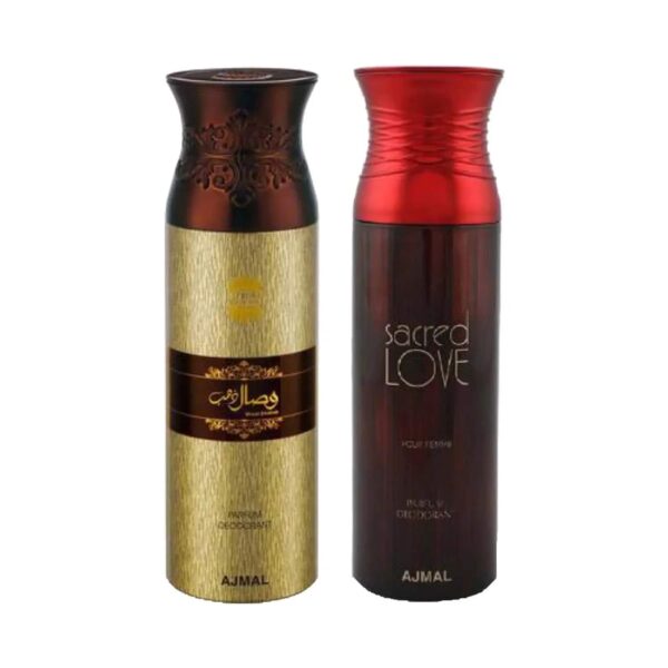 AJMAL Wisal Dhahab & Sacred Love Deodorant Body Spray - Pack of 2 (200ml Each) - Ajmal