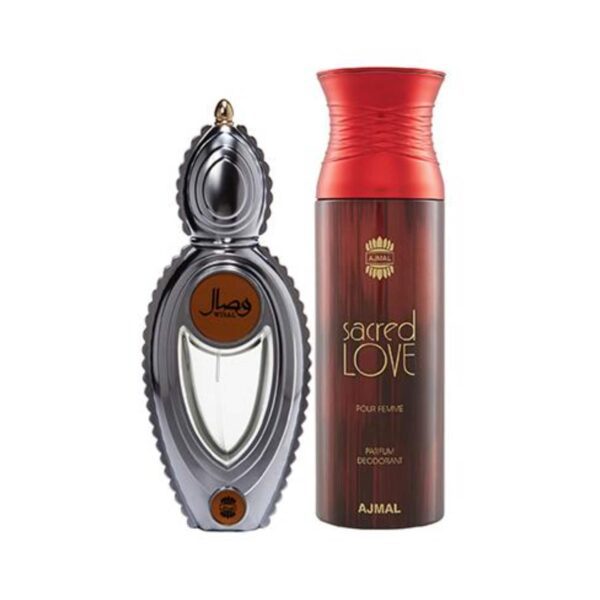 AJMAL Wisal Eau De Parfum Floral Musky Perfume And Sacred Love Deodorant Floral Musky Fragrance - (2Pcs) - Ajmal