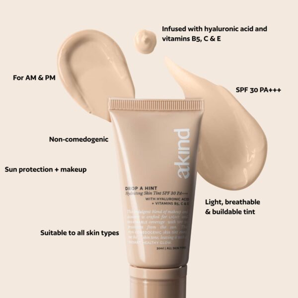 Akind Drop a Hint Hydrating Skin Tint SPF 30 PA +++ - 120 Vanilla (30 ml) - Akind