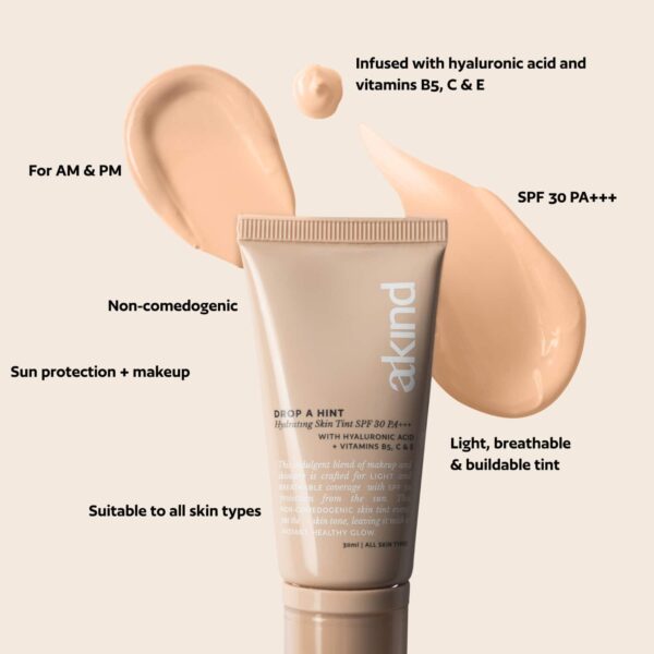Akind Drop a Hint Hydrating Skin Tint SPF 30 PA +++ - 130 Sand (30 ml) - Akind